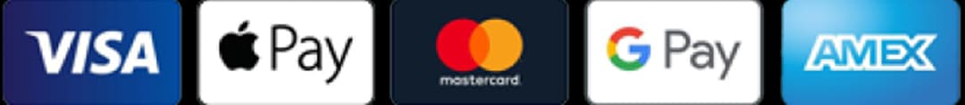 Accepted payment methods: Visa, Apple Pay, Mastercard, Google Pay, Amex